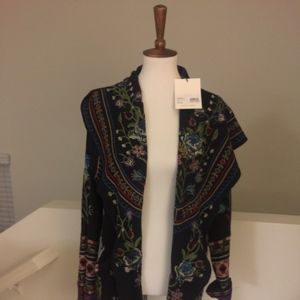 NWTS Johnny Was Biya Mavi Hooded Cardigan